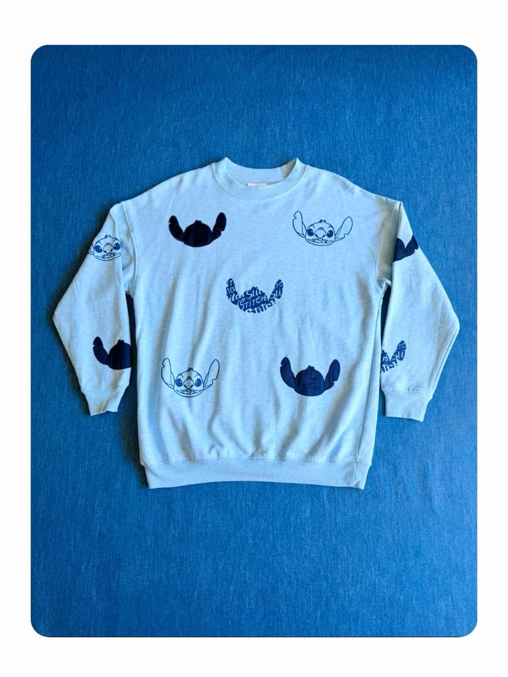 ★ Disney Stitch Unisex Elevated Basic Icon Pullover Casual Sweatshirt Blue S ★